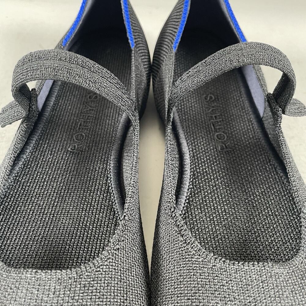 Rothy's Black Knit Mary Jane Flats with Blue Trim - Picture 8 of 9